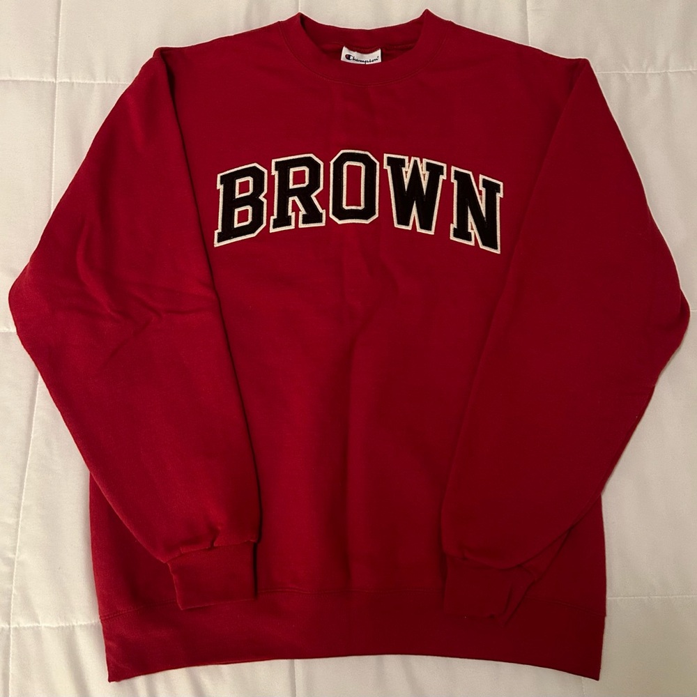 Champion Brown University Crewneck Sweatshirt Red - Large